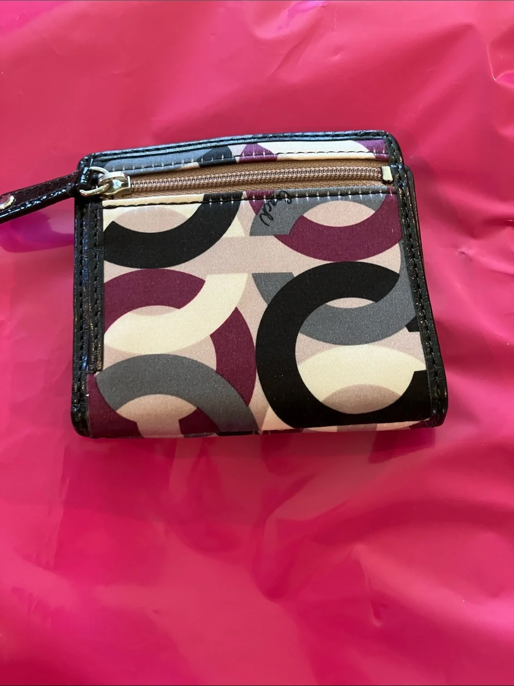 Coach mad op art small Wallet in Black, Pink and Purple Graphic Design
